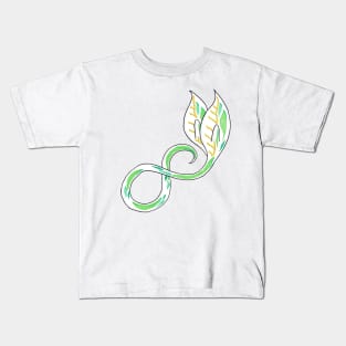 Green and Gold Infinity Seedling with Winged Leaves Kids T-Shirt